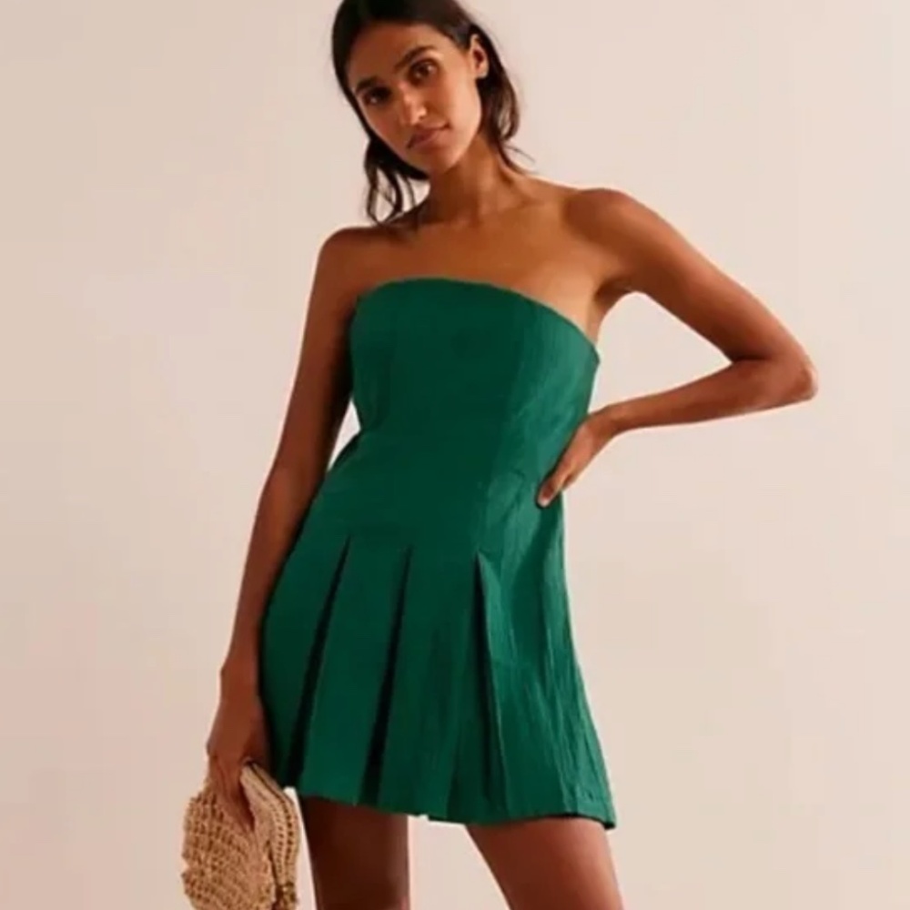 NWT- Free People Make Me Smile Green Mini Dress - Womens Medium